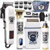 LARGNER-cortadora de pelo profesional para hombre, Kits y juegos de afeitadoras eléctricas, cuchillas en T de cerámica, para peluquero, para regalos (blanco)